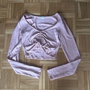 Wilfred Lynx Long sleeve Ruched Tie Front Crop Top